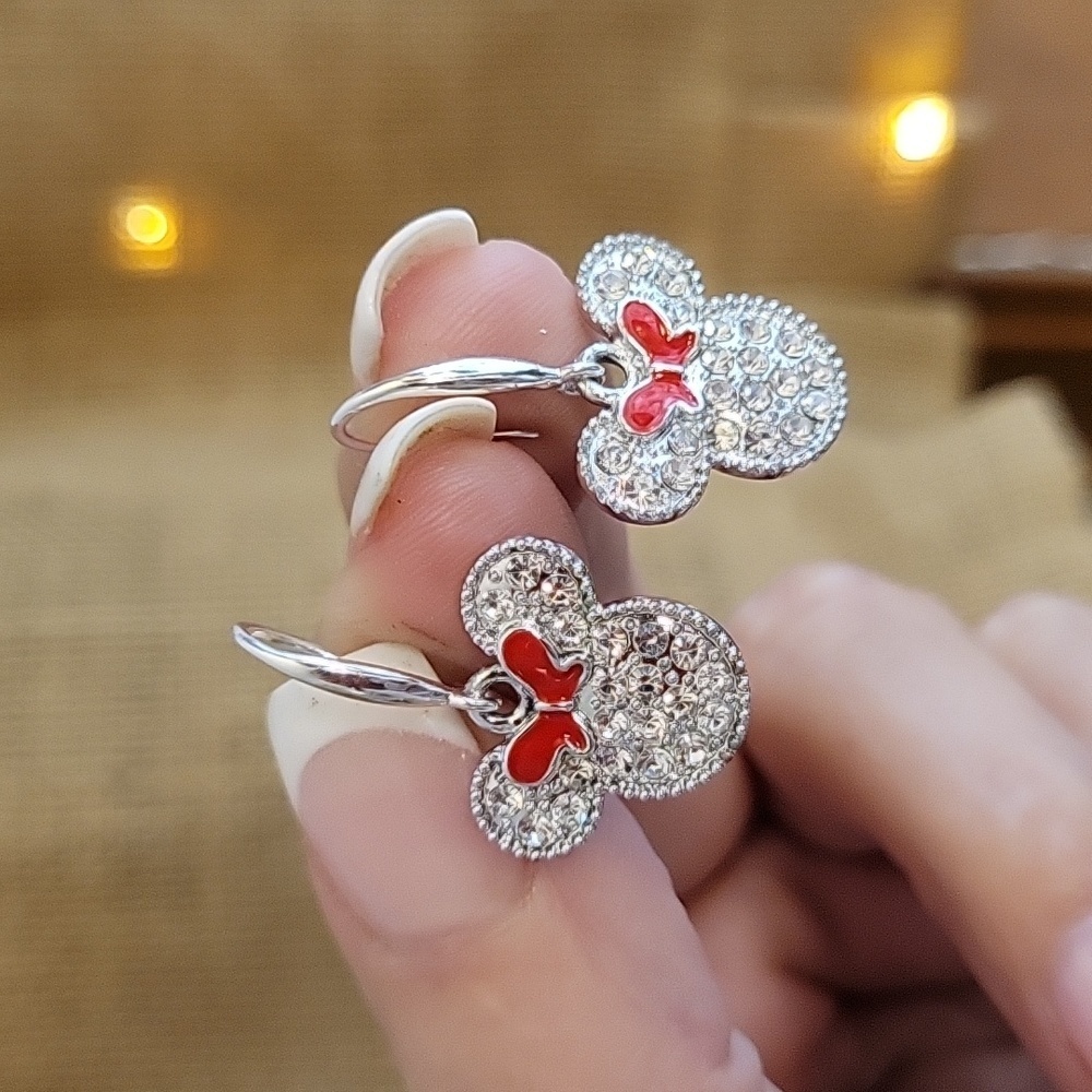Minnie Mouse Crystal Shimmer Drop Earrings, 925 wires - Picture 3 of 8